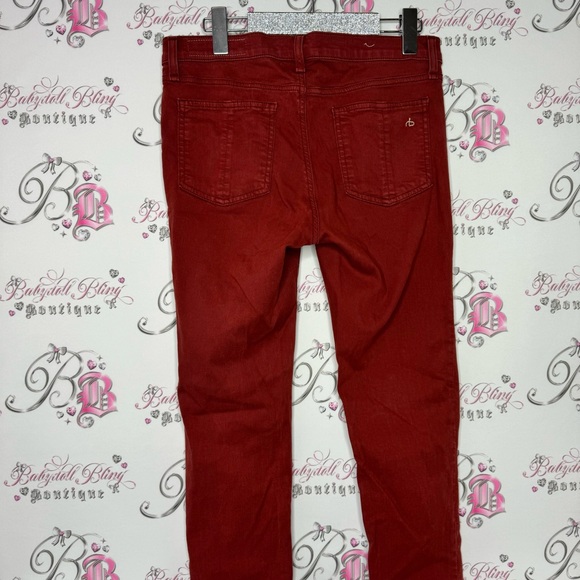 Rag & bone skinny jeans clay burgundy rusty orange red stretchy soft pants denim - Picture 5 of 10